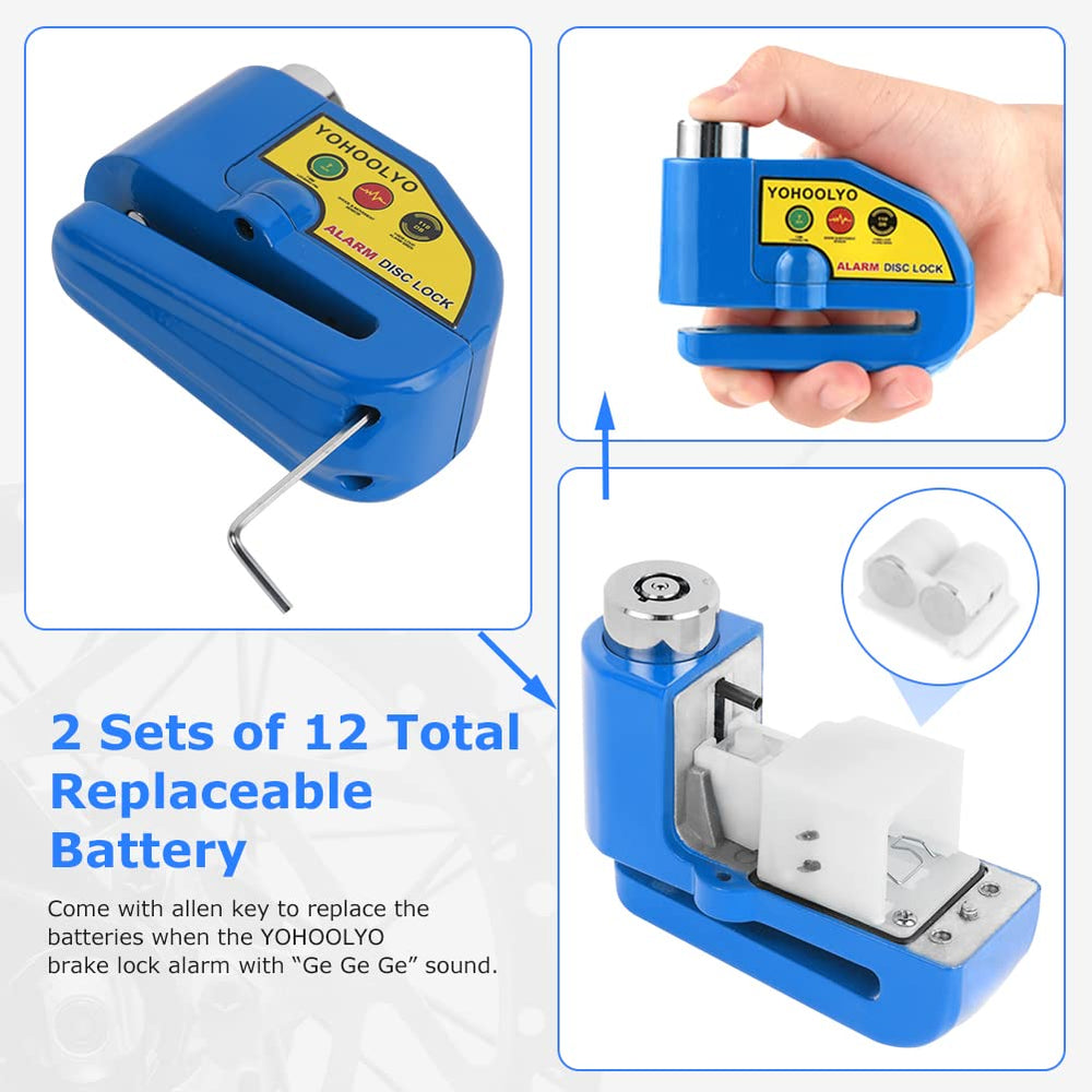 YOHOOLYO Alarm Disc Lock emits 110 dB alarm upon vibration