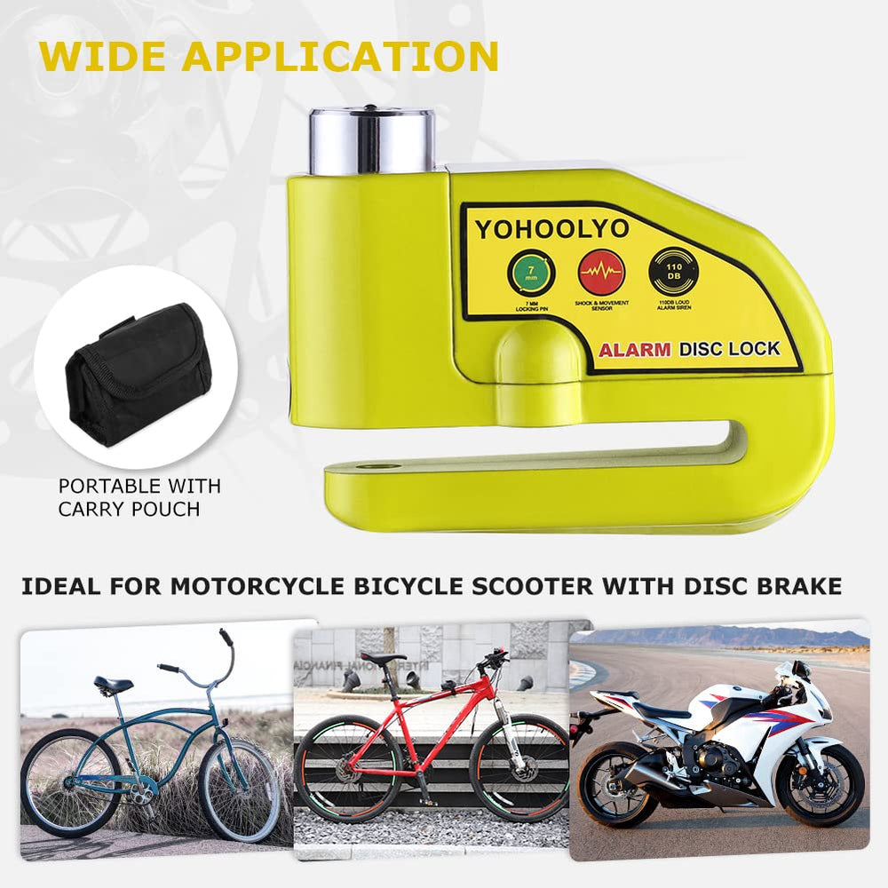 YOHOOLYO alarm disc lock in rain shows waterproof design.