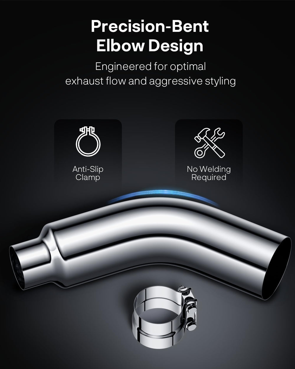 YOLANDO upgrade-ready diesel exhaust elbow adds aggressive styling.