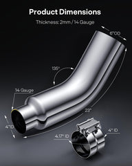 YOLANDO durable chrome exhaust elbow withstands harsh environments.