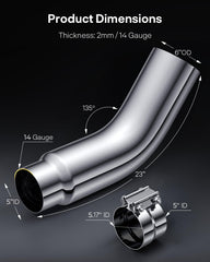YOLANDO exhaust elbow design promoting flow and bold diesel look