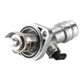 YOLLKY thermostat housing front view shows OE-style fit for reliable coolant control.
