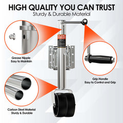 YOMILINK galvanized tubes on trailer jack highlight corrosion resistance