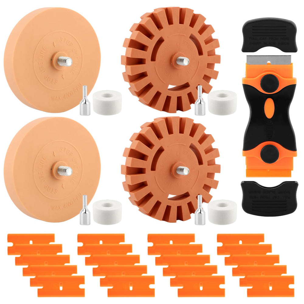 Yonderfume eraser wheel removes vinyl decals cleanly during operation.