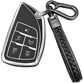 Yonmcfn Chevrolet key fob cover in black with TPU protection.