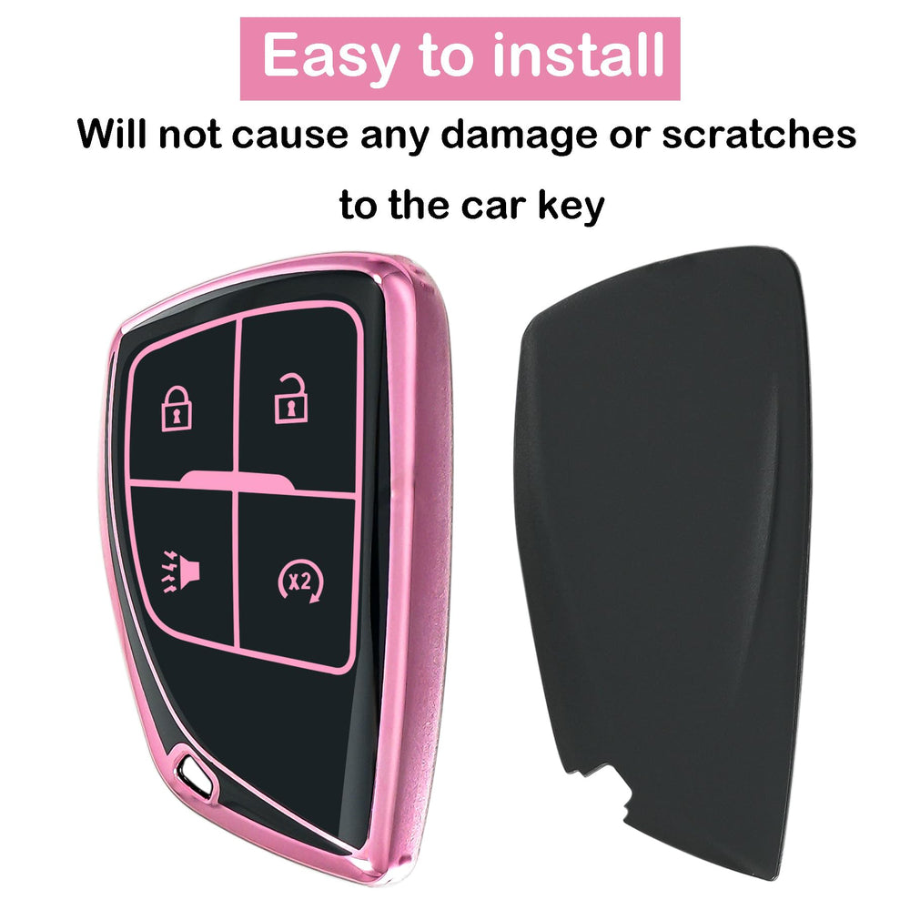 Yonmcfn pink key fob cover for Chevrolet Colorado remotes with TPU shell.