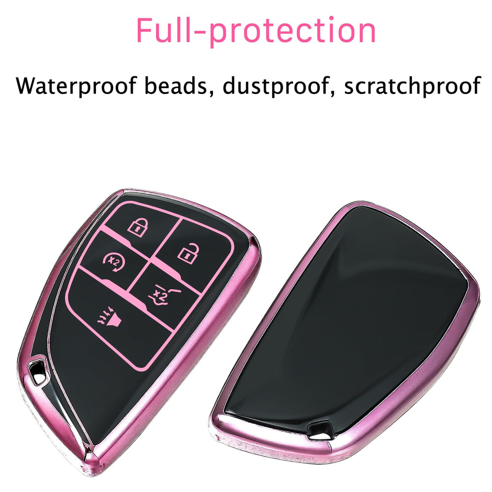 Yonmcfn Silverado/Sierra 5-button cover in pink shields the remote from bumps.