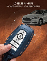 YONUFI Ford key fob cover blue close-up leather texture