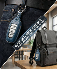 YONUFI Ford key fob cover blue clipped to belt loop for active use