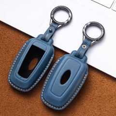 YONUFI Ford key fob cover blue packaging display highlighting premium leather look