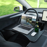YONZEE foldable desk food tray on Tesla Model Y for convenient in-car dining