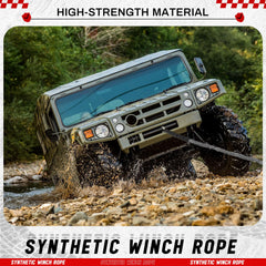 Off-road recovery with Yoojahow winch cable on rugged terrain.