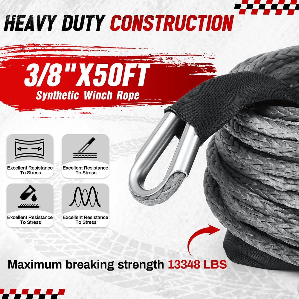 Protective sleeve for Yoojahow winch rope, gray, reduces abrasion during recovery.