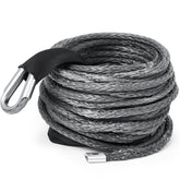 Yoojahow synthetic winch rope, 38in x 50ft, gray, for heavy towing tasks.