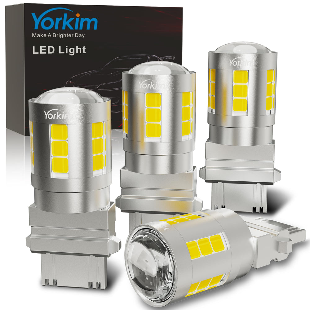 Yorkim 3157 LED bulb amber glow for bright turn signals.