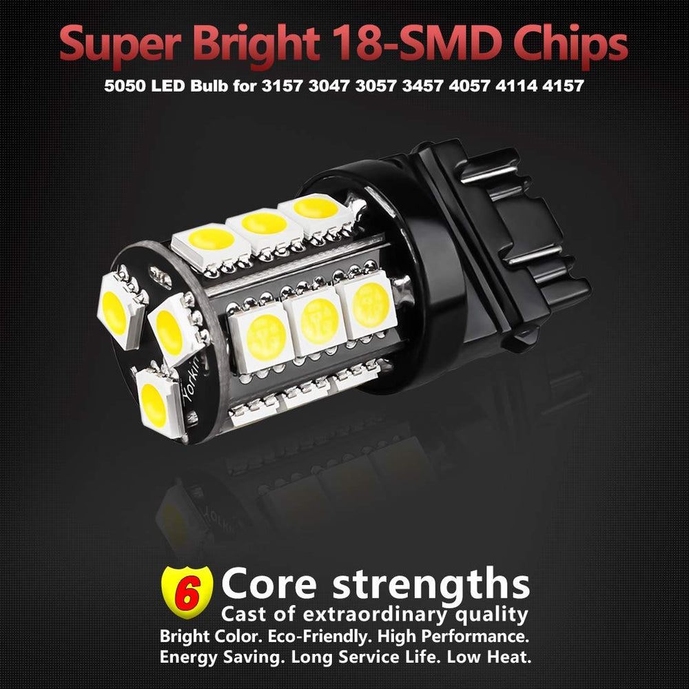 Yorkim 3157 LED bulb for reverse light provides 360-degree coverage.