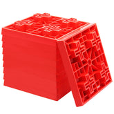 The yosager leveling blocks interlocking 10-pack shown for customizable RV leveling on uneven surfaces.