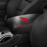 YOSRTER center console armrest cover in Carbon Fiber Red, front view with anti-scratch protection