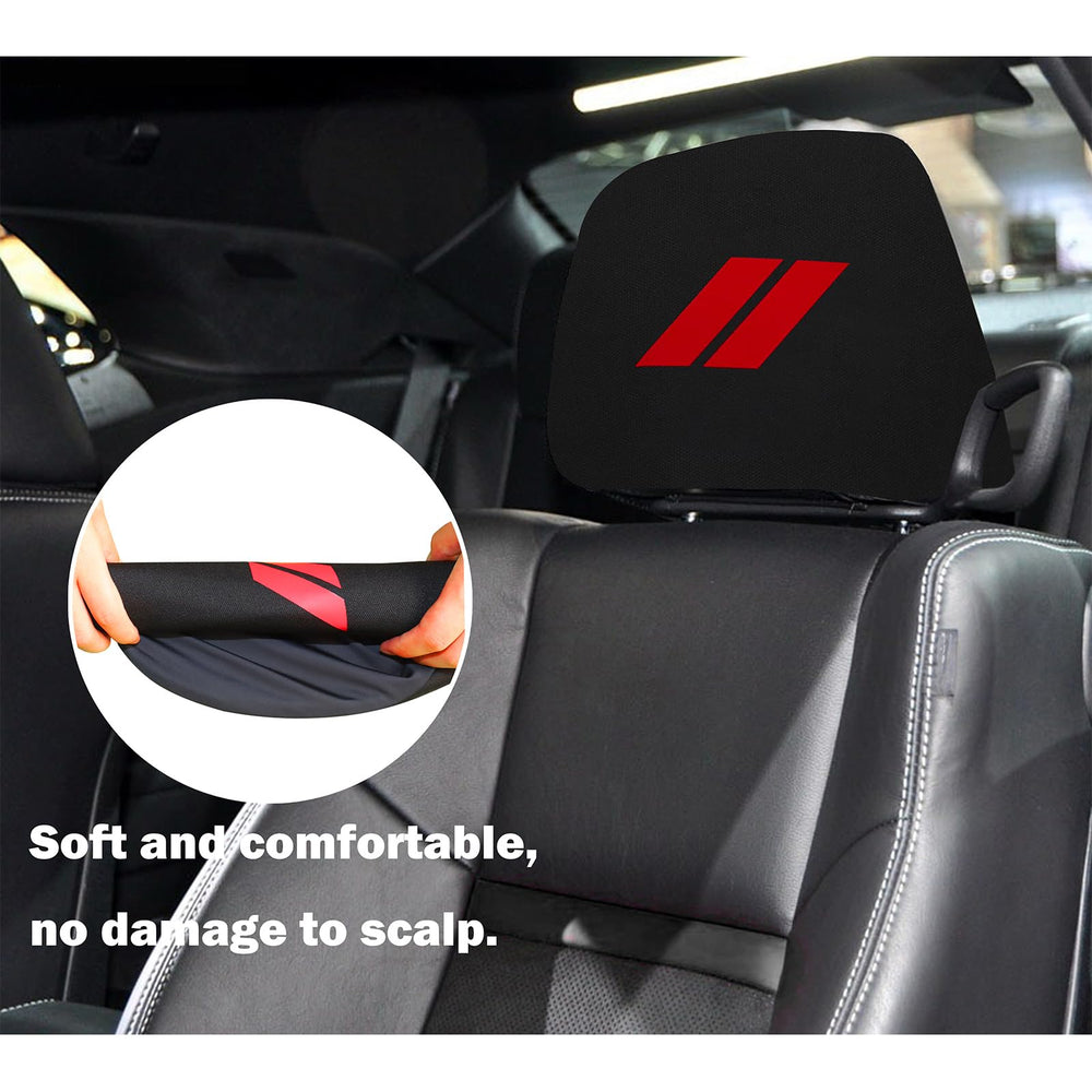 YOSRTER soft-black fabric headrest cover offers universal fit for most vehicles.