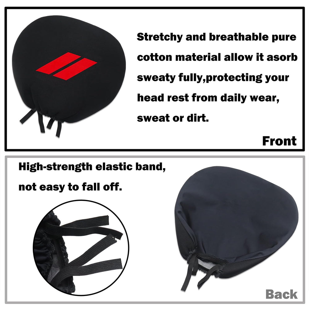 YOSRTER red-trim headrest cover adds stylish contrast to dark interiors.