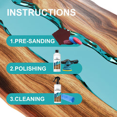 YOUMEITECH tabletop polish finishes a resin surface with a glassy look.