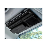 Yourkar car sun visor organizer showing soft leather texture for premium feel and durable storage.