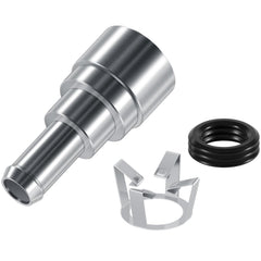 Yoursme coolant connector side view showing precise 3/4 in tube and 5/8 in hose fit.