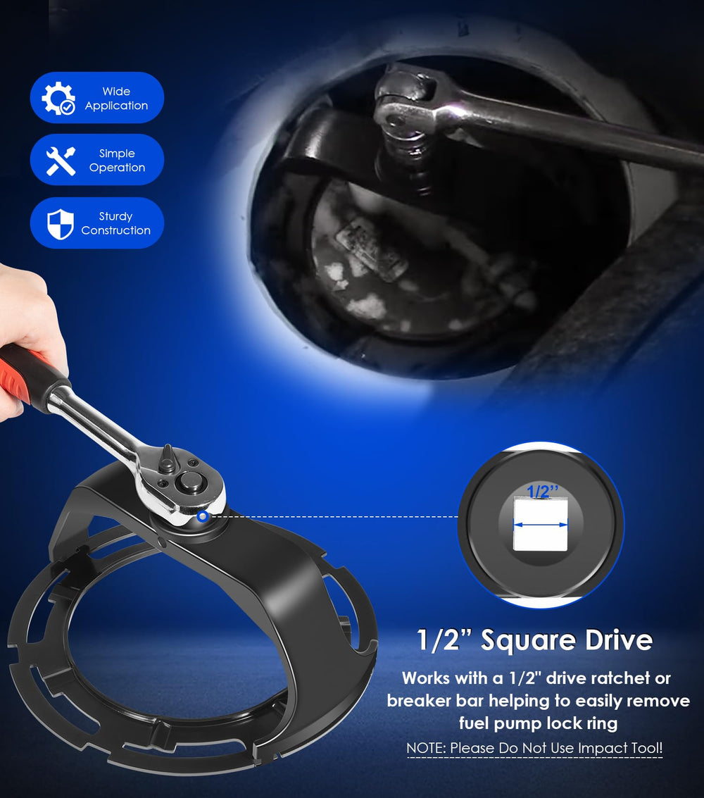 Tool designed for 1/2 inch drive ratchets for easy leverage