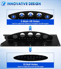 Yoursme lift plate with 10 bolt holders allows fine-tuned angles.