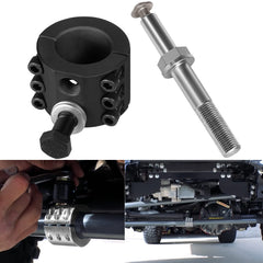 Yoursme steering stabilizer tie rod clamp side view showing compact bolt-on design