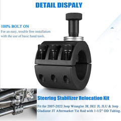 Yoursme clamp top view highlighting low-profile mount for Jeep stabilizer
