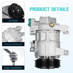 Youxmoto AC compressor Nissan Altima front view, robust build for reliable performance.