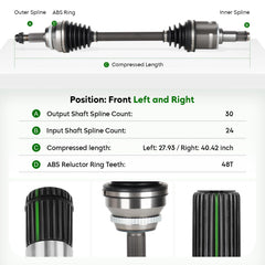 Youxmoto CV axle 48T ABS spline ensures precise hub engagement