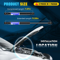 Youxmoto hood lift strut extended length highlights reach for full engine access.