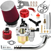 YOXUFA 212cc carburetor kit close-up showing precise fitment and tuning potential.