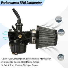 YOXUFA PZ19 carburetor detailed top view emphasizes precision and adjustability