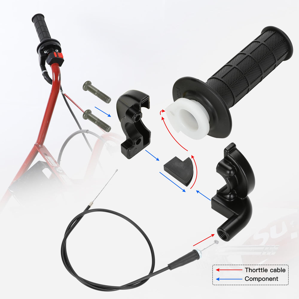 YOXUFA throttle cable, 50 inches, flexible routing.
