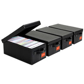 yoyobubu DVD storage box lid closed in black faux leather; sleek home media organizer.