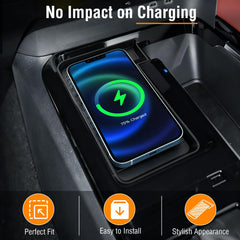 YPHUIKI dual-slot center console keeps cables routed neatly.