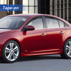 YQAUTEC Cruze sedan rain guards side panels reduce wind noise on the highway.