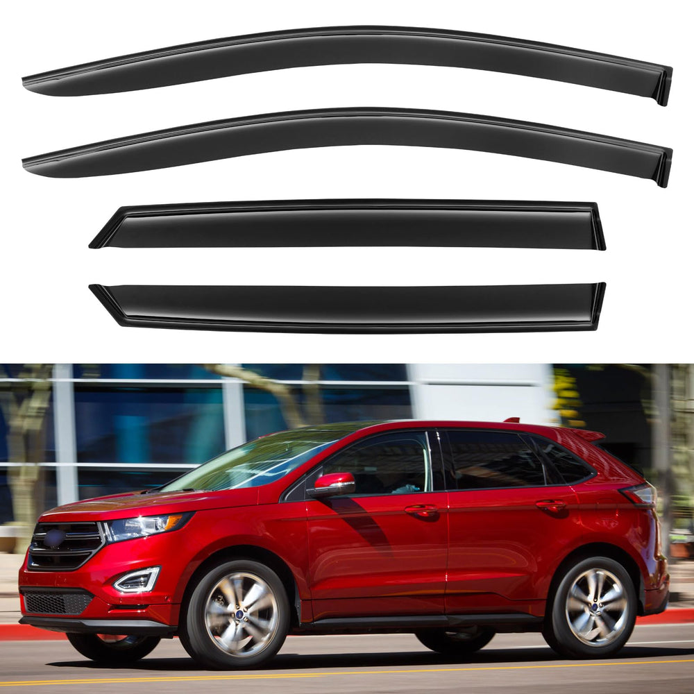 YQAUTEC Edge window visors front view offering rain protection while driving.