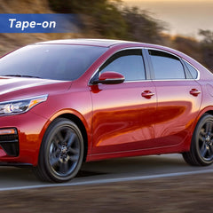YQAUTEC Forte out-channel window visor, rear-left view, reduces wind noise while maintaining fresh air.
