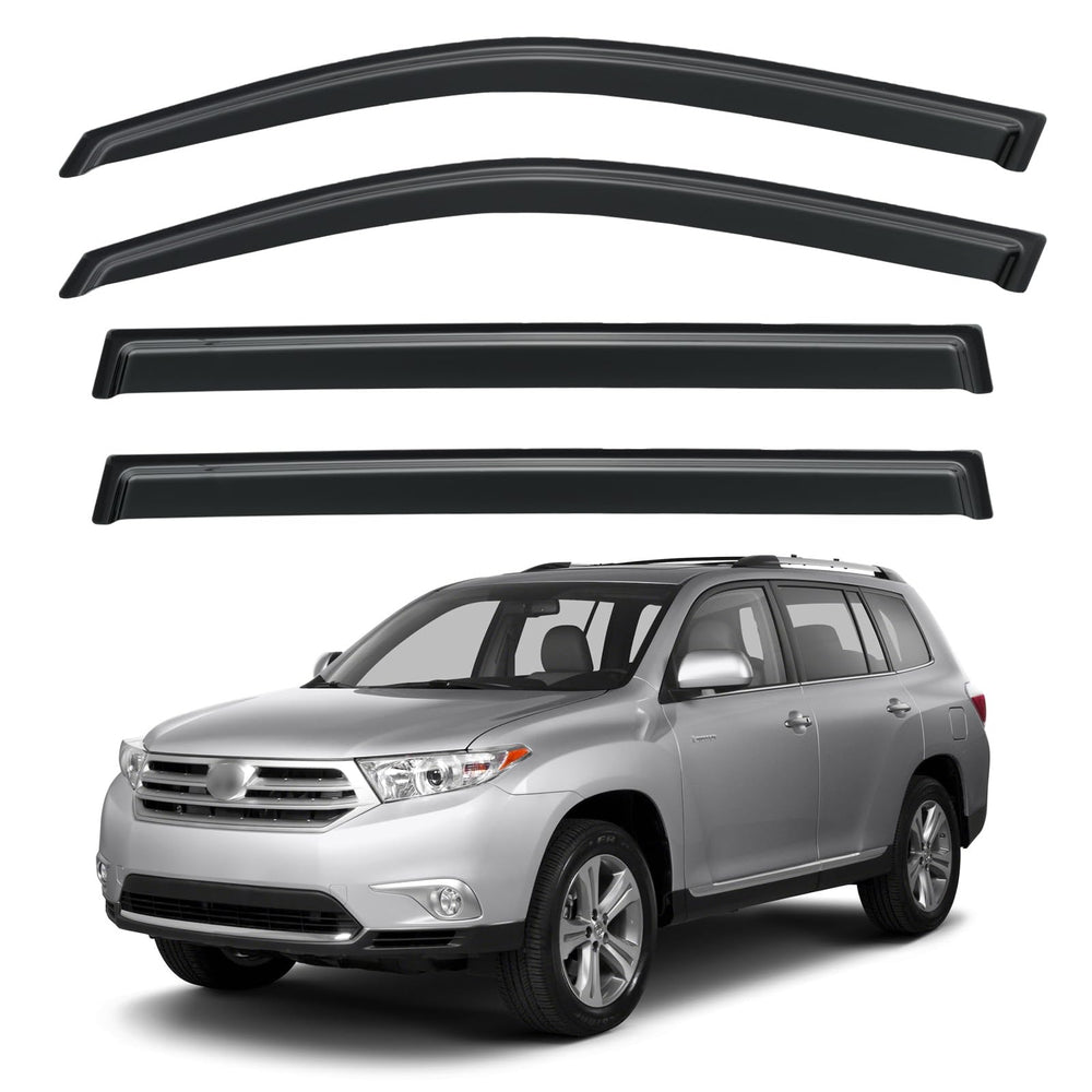 YQAUTEC Highlander rain guard front left blocks rain while driving with cracked windows