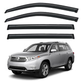 YQAUTEC Highlander rain guard front left blocks rain while driving with cracked windows