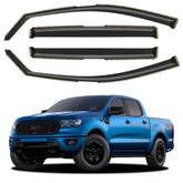 YQAUTEC in-channel window visor for Ranger Crew Cab enhances airflow while reducing rain intrusion.