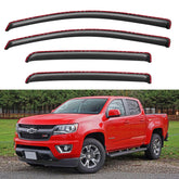 YQAUTEC in channel visors on Chevy Colorado Crew Cab improve airflow and rain protection.