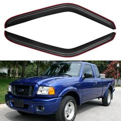 YQAUTEC window visors for Ford Ranger with in-channel fit deflecting rain