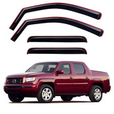YQAUTEC in-channel window visors on a Ridgeline reduce rain intrusion while keeping airflow.