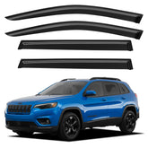 YQAUTEC window visors on Jeep Cherokee front-left deflect rain and boost airflow