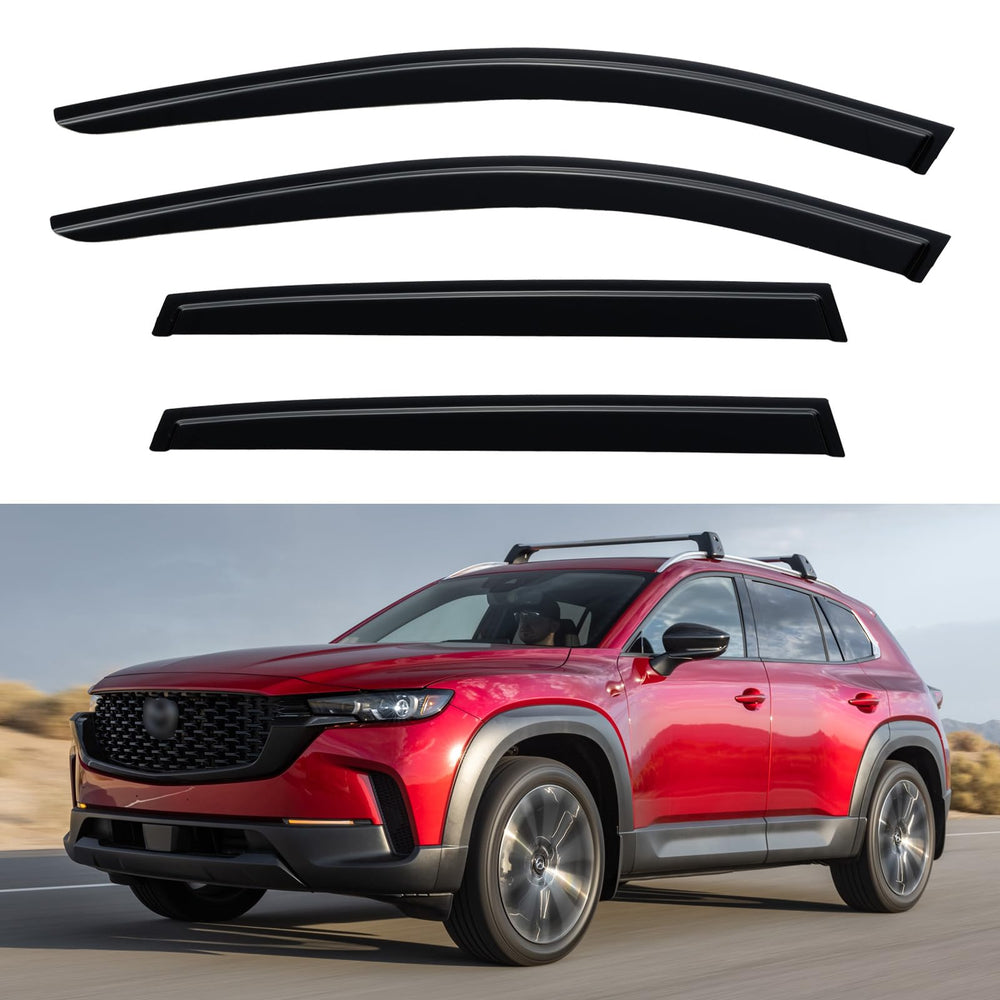 YQAUTEC Mazda CX-50 window visors front view improve airflow and deflect rain